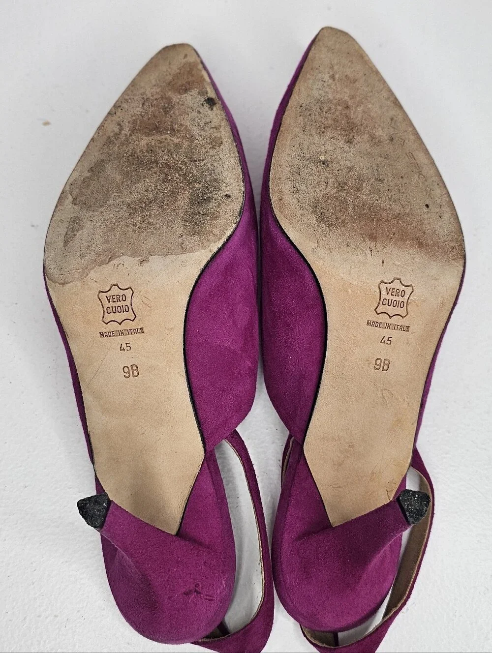 Vintage Via Spiga Magenta Suede Slingback Kitten Heels Made in Italy Size 9B